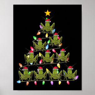 Christmas Tree Lights Men Women Santa Grhopper Xma Poster