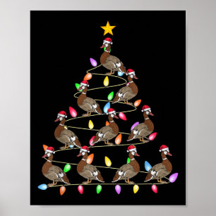 Christmas Tree Lights Men Women Santa Muscovy Duck Poster