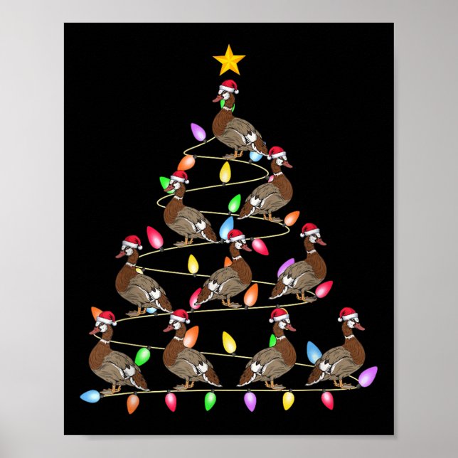 Christmas Tree Lights Men Women Santa Muscovy Duck Poster (Front)