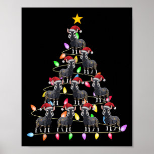 Christmas Tree Lights Men Women Santa Oka Xmas Pjs Poster