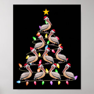 Christmas Tree Lights Men Women Santa Pelican Xmas Poster