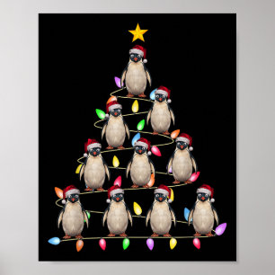 Christmas Tree Lights Men Women Santa Penguin Xmas Poster