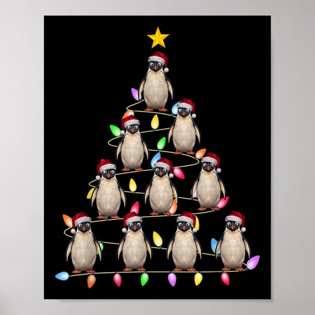 Christmas Tree Lights Men Women Santa Penguin Xmas Poster (Front)
