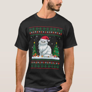 Christmas Tree Lights Persian Cat Santa Ugly Xmas  T-Shirt