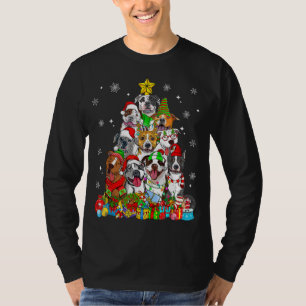 Christmas Tree Lights Pitbull Dog Lover Xmas Pajam T-Shirt