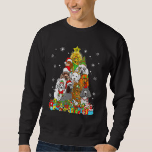 Christmas Tree Lights Poodle Dog  Xmas Pajama Sweatshirt