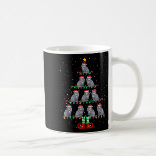 Christmas Tree Lights Santa Hat Elf Maine Coon Xma Coffee Mug