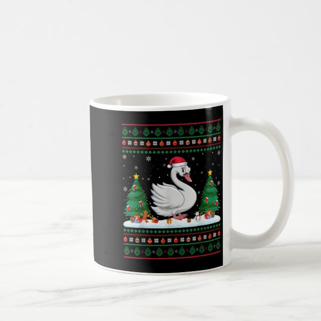Christmas Tree Lights Swans Santa Ugly Xmas Sweate Coffee Mug (Right)