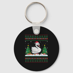Christmas Tree Lights Swans Santa Ugly Xmas Sweate Key Ring