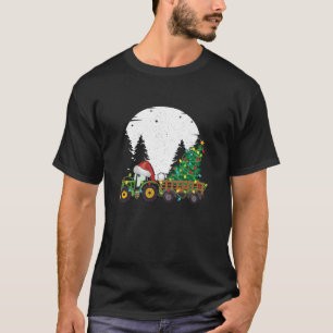 Christmas Tree Lights Truck Santa Xmas Farm Tracto T-Shirt