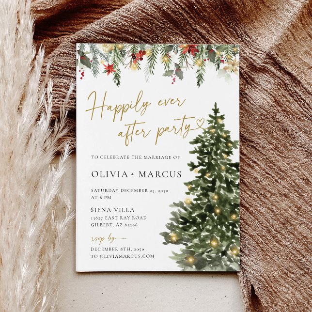 Christmas Tree Lights Wedding Evening Reception Invitation (Creator Uploaded)