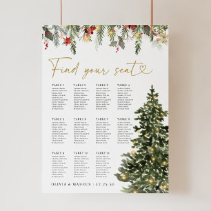 Christmas Tree Lights Wedding Seating Chart Poster
