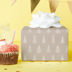 Christmas Tree Line Art Print Wrapping Paper Roll