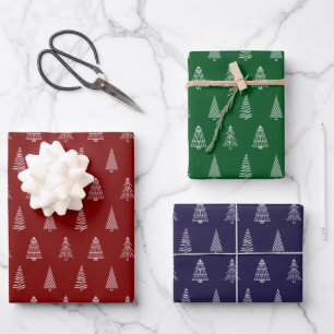 Christmas Tree Line Art Print Wrapping Paper Set