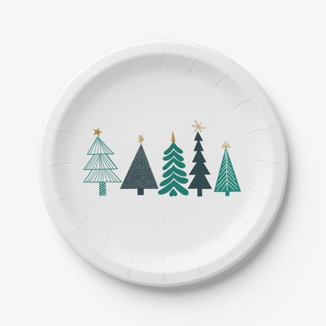 Christmas tree line Paper Plate (Front)