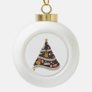 Christmas Tree Made from Musical Instruments   Ceramic Ball Christmas Ornament