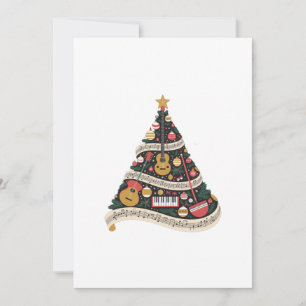 Christmas Tree Made from Musical Instruments Thank You Card