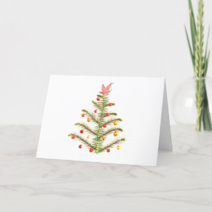 Christmas Tree Made of Branch Leaf and Berries Holiday Card