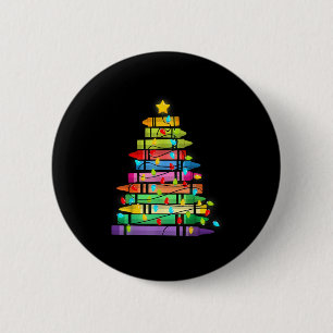 Christmas Tree Made Of Crayons School Teacher Life 6 Cm Round Badge