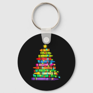 Christmas Tree Made Of Crayons School Teacher Life Key Ring