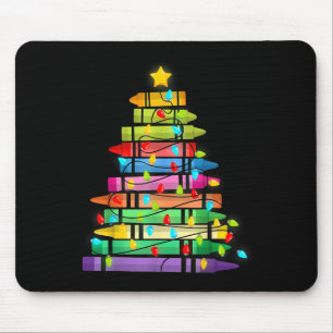 Christmas Tree Made Of Crayons School Teacher Life Mouse Pad