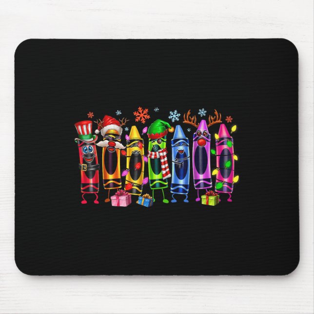 Christmas Tree Made Of Crayons School Teacher Life Mouse Pad (Front)
