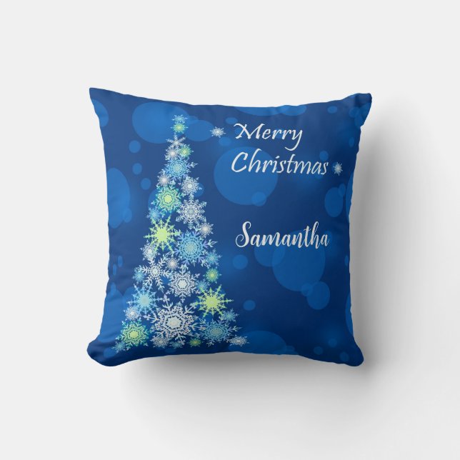 Christmas tree made of snowflakes. cushion (Front)