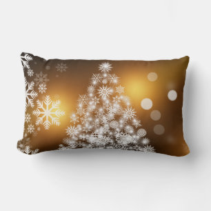Christmas Tree Made of Snowflakes Lumbar Cushion