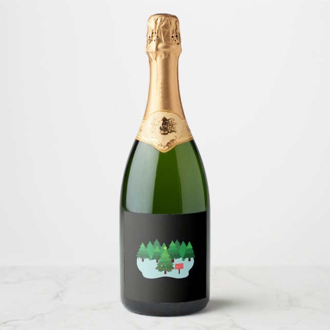 Christmas tree market sparkling wine label (Front)