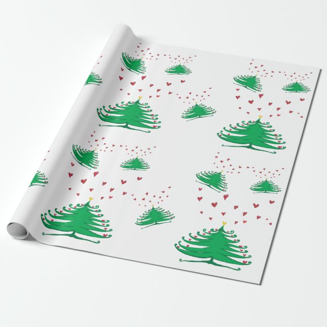 Christmas Tree Matte Wrapping Paper, 30 in x 6 ft Paper (Unrolled)