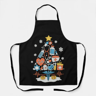 Christmas Tree Medical Tools Nurse Doctor Xmas Apron