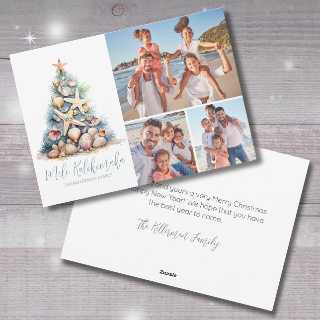 Christmas Tree Mele Kalikimaka Beach Photo Holiday Card (Christmas Tree Mele Kalikimaka Beach Photo Holiday Card)
