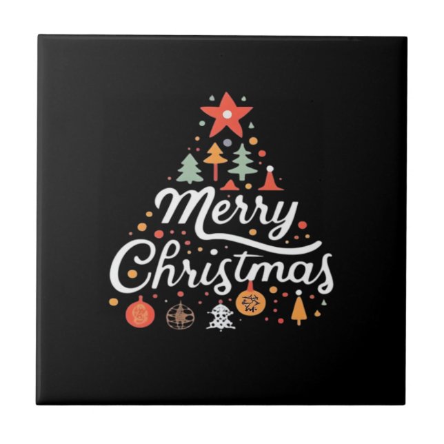 Christmas Tree Merry Christmas Classic Ceramic Tile (Front)