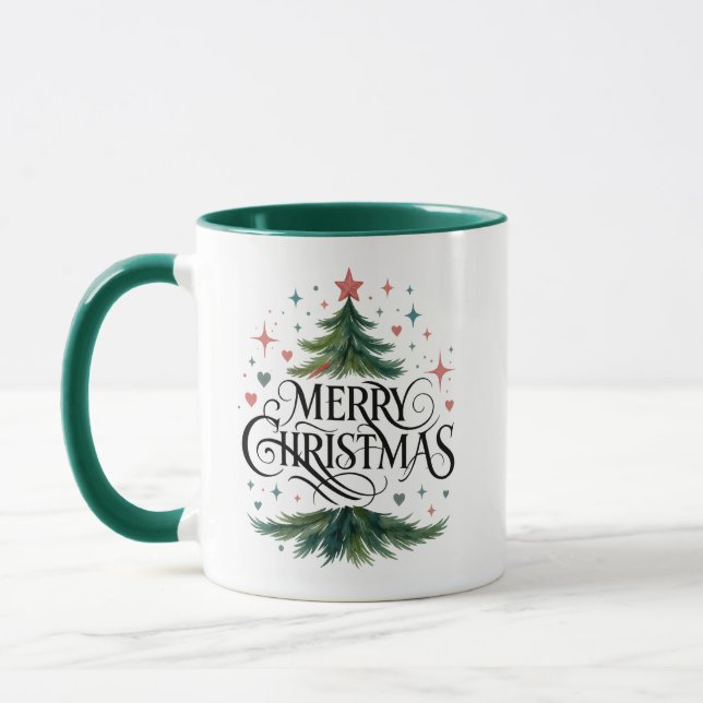 Christmas Tree Merry Christmas Coffee Mug (Left)