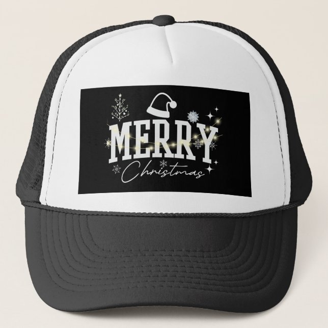 Christmas Tree-Merry Christmas Design  Trucker Hat (Front)