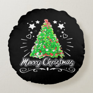 Christmas Tree Merry Christmas Essential Round Cushion