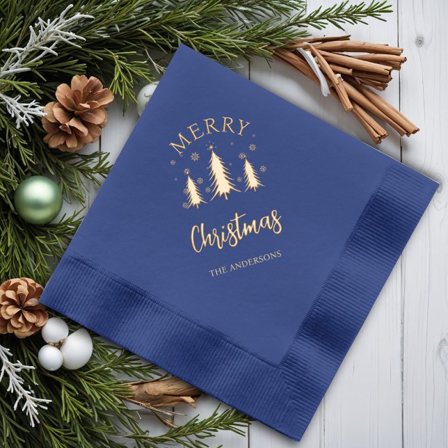 Christmas Tree Merry Christmas Foil Napkins (Creator Uploaded)