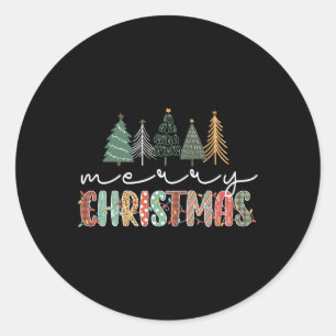 Christmas Tree Merry Christmas For Women Girls  Classic Round Sticker