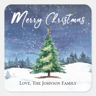 Christmas Tree Merry Christmas Gift Tag Sticker