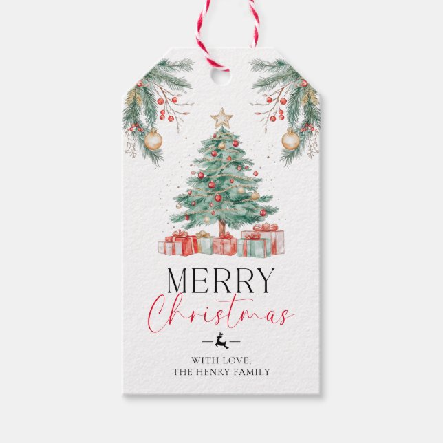 Christmas Tree Merry Christmas Gift Tags (Front)