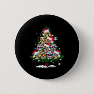 Christmas Tree Mexican Flower Sugar Skull Santa Ha 6 Cm Round Badge