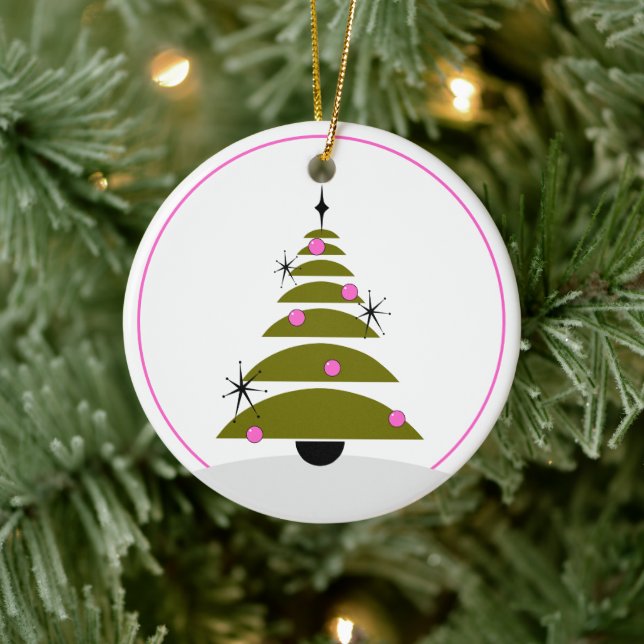 Christmas Tree - Mid Century Modern Shapes Ceramic Ornament (Tree)