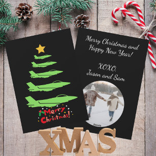 Christmas Tree, Military Aircraft, Minimalist Holiday Card