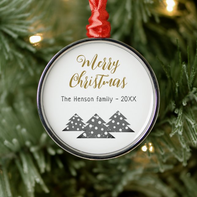 Christmas Tree Minimalist Festive Family Metal Ornament (Tree)