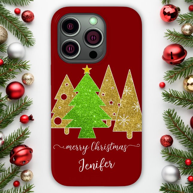 Christmas tree minimalist gold glitter gift Case-Mate iPhone case (Creator Uploaded)