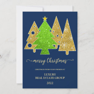Christmas tree   Minimalist   Gold glitter gift Holiday Card