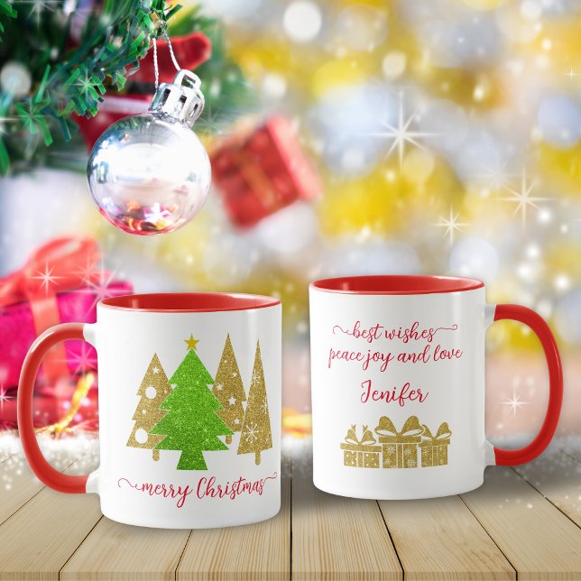 Christmas tree | Minimalist | Gold glitter gift Mug (Creator Uploaded)