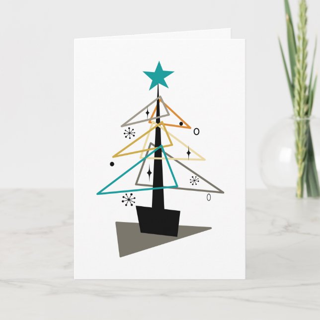 Christmas Tree - Minimalist Triangles Holiday Card (Front)