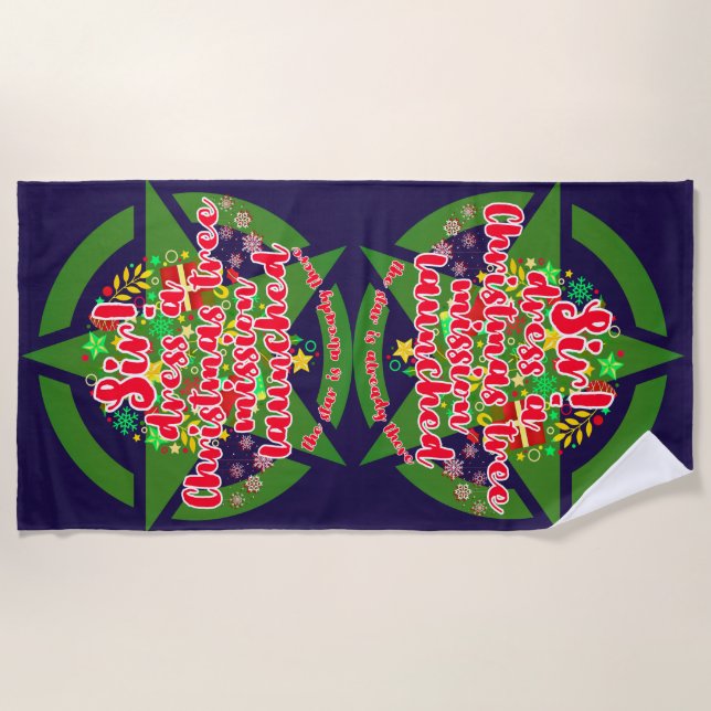 Christmas tree, mission, army beach towel (Front)