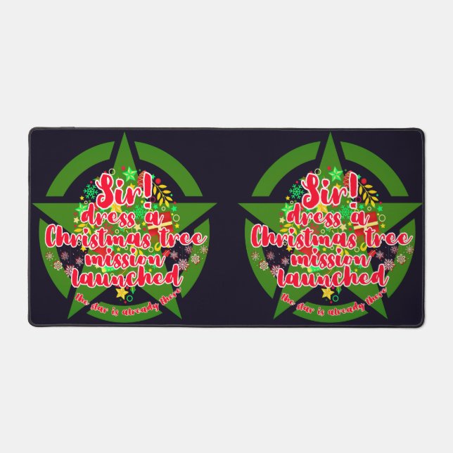 Christmas tree, mission, army desk mat (Front)